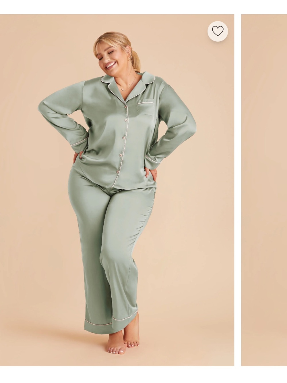 Birdy Grey Satin Pajama Set in Sage